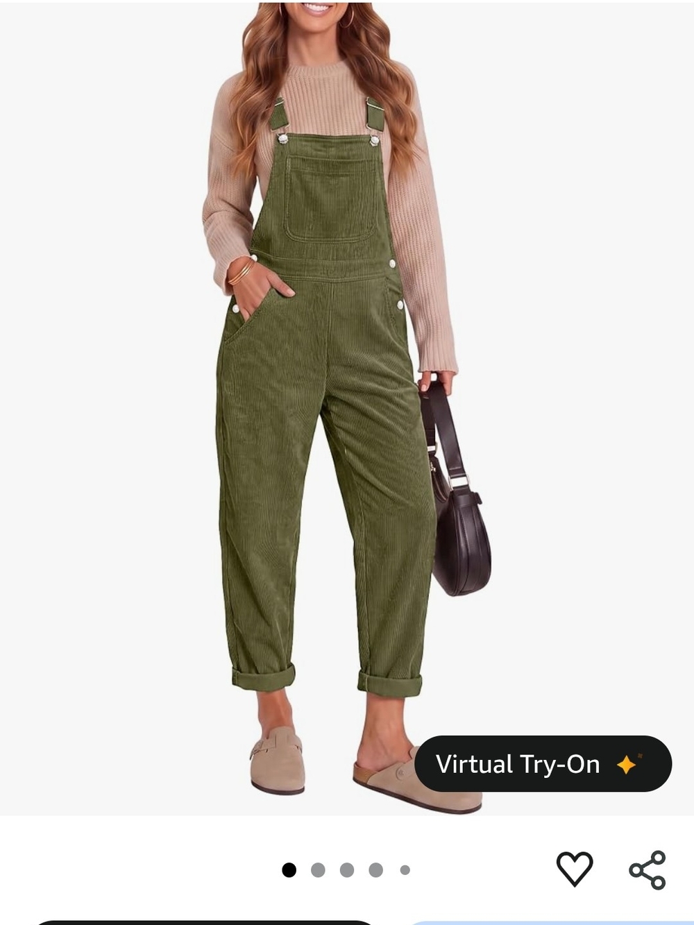 Olive Green Corduroy Overalls - Women Jeans Style
